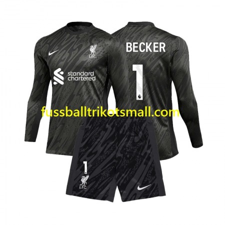 Fußballtrikots Liverpool Alisson Becker 1 Torwart Kinder 2024-2025 Langarm Heimtrikotsatz kaufen
